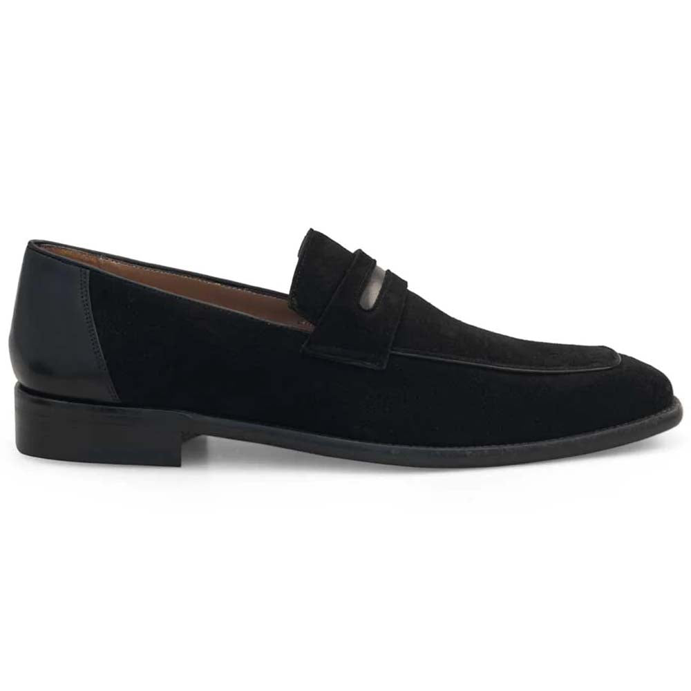 Mezlan Sleek Black Leather & Suede Chain Hardware Loafer 10.5 Mezlan Suede Loafer Black Stud Men 10.5 M | eBay main image 3