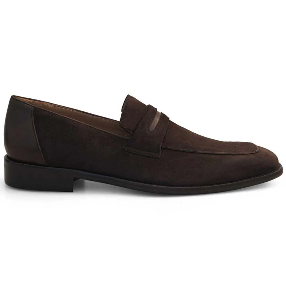 Mezlan Suede Penny Loafer Brown (21470) | MensDesignerShoe.com