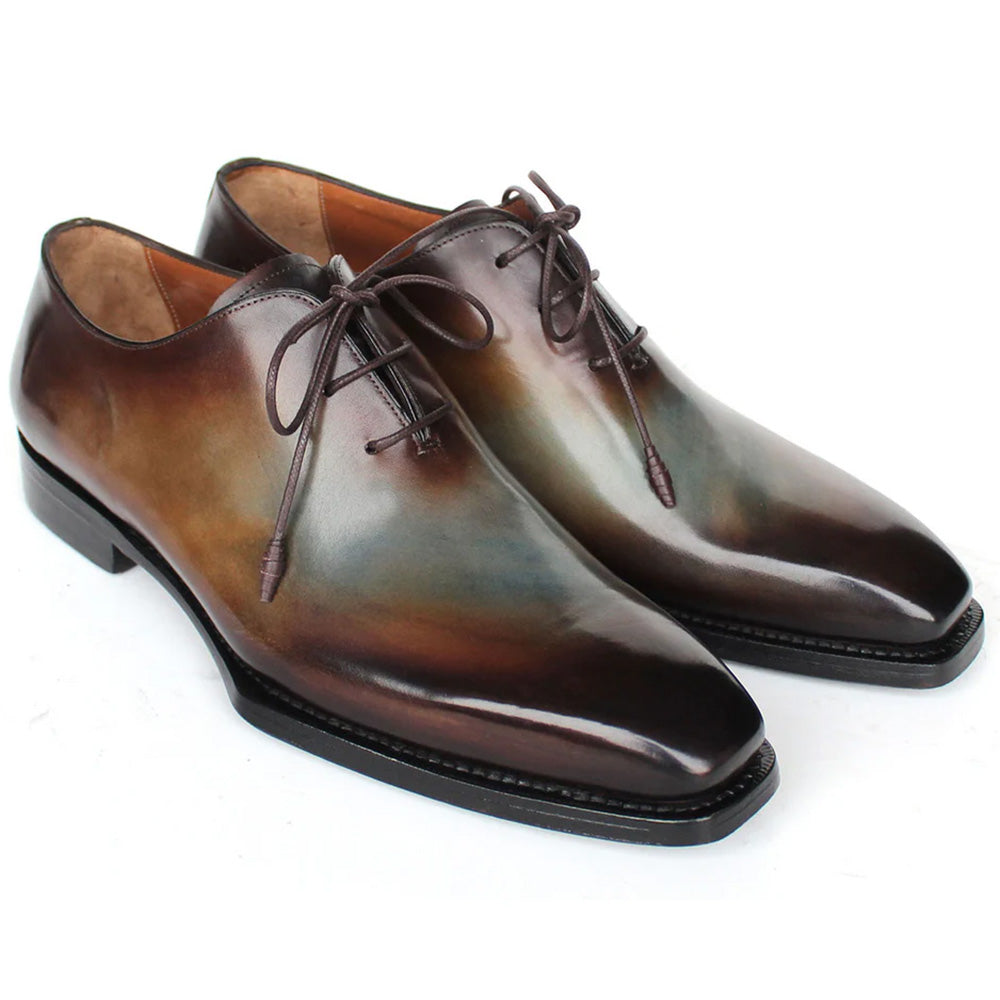 Paul Parkman Goodyear Welted Wholecut Oxfords Brown & Blue