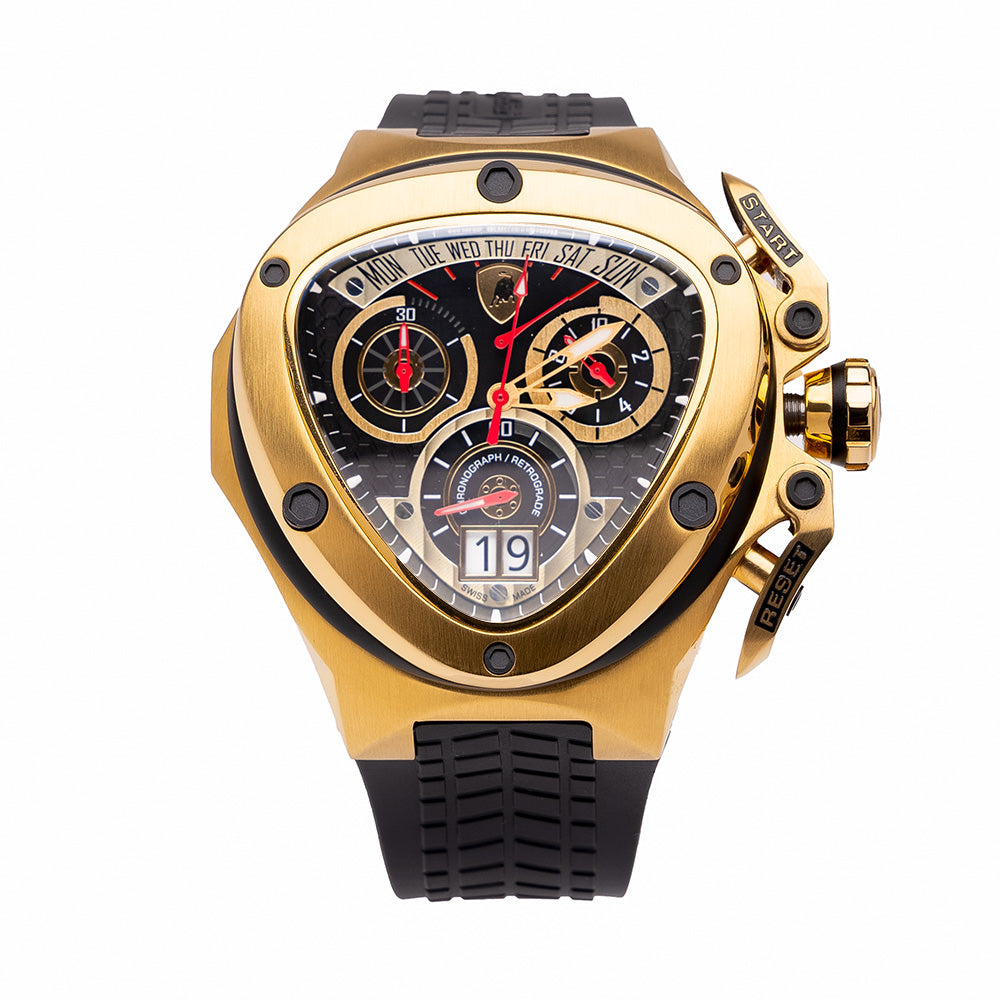 Tonino Lamborghini ゴールド クロノグラフ 型腕時計 Tonino Lamborghini Spyder X Chronograph Watch Date Gold T9XD-YG
