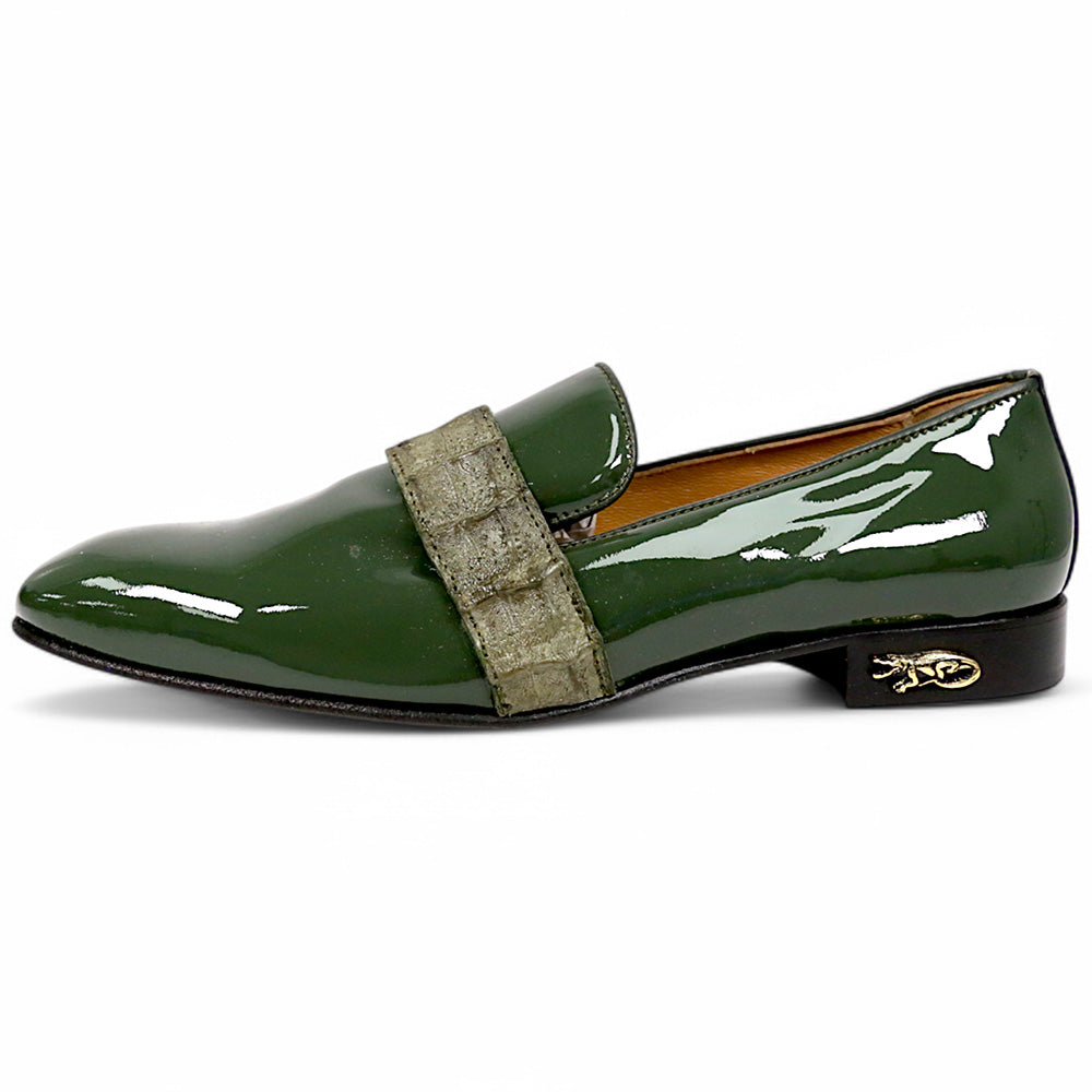 Mauri 4709/8 Hornback & Patent Leather Loafers Money Green  display picture 3