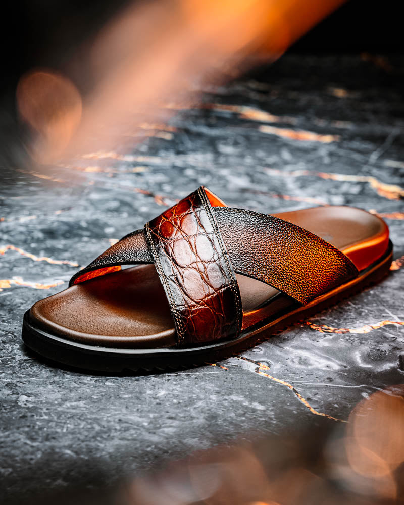 Mauri 5134 Alligator Time Sandals Cognac / Dirty T. Moro