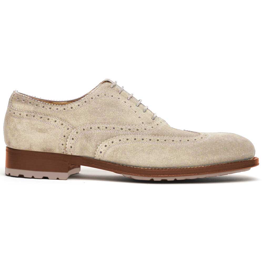 Caporicci 921 Suede Wingtip Oxfords Beige | MensDesignerShoe.com display picture 1