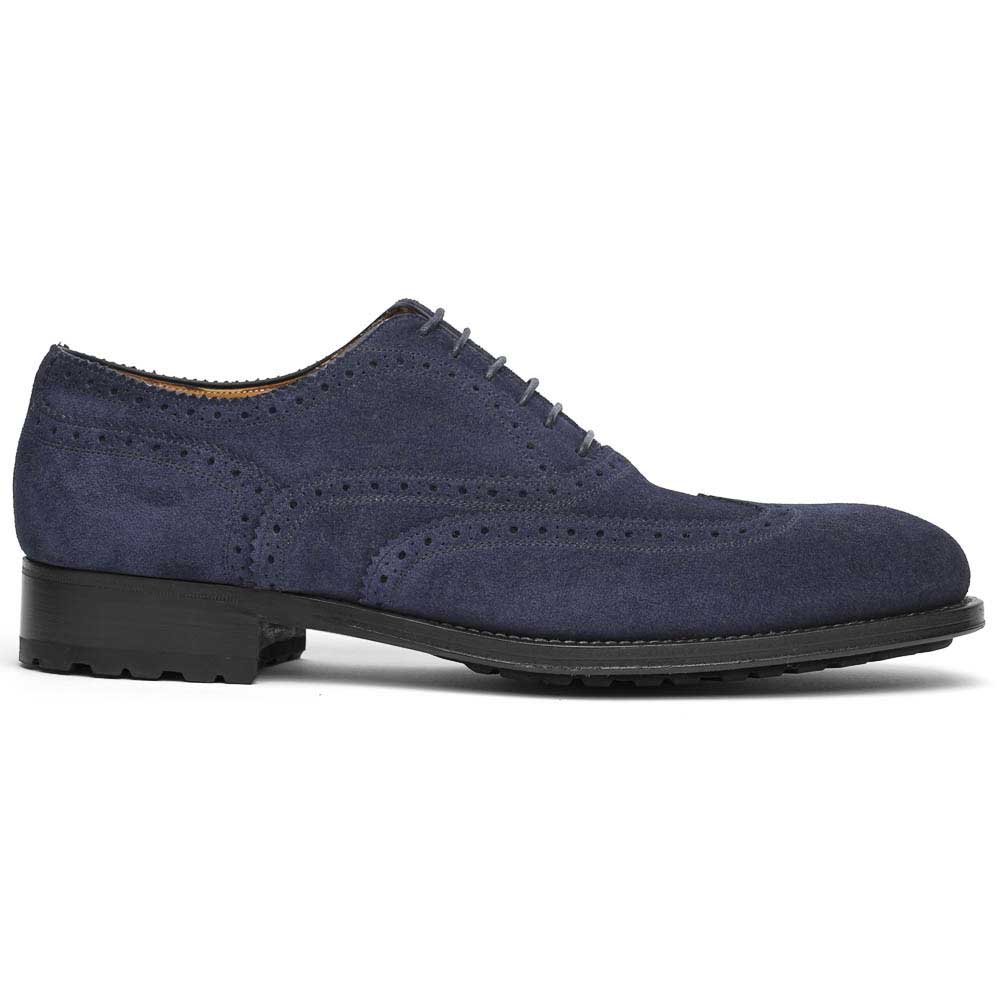 Caporicci 921 Suede Wingtip Oxfords Blue | MensDesignerShoe.com display picture 1