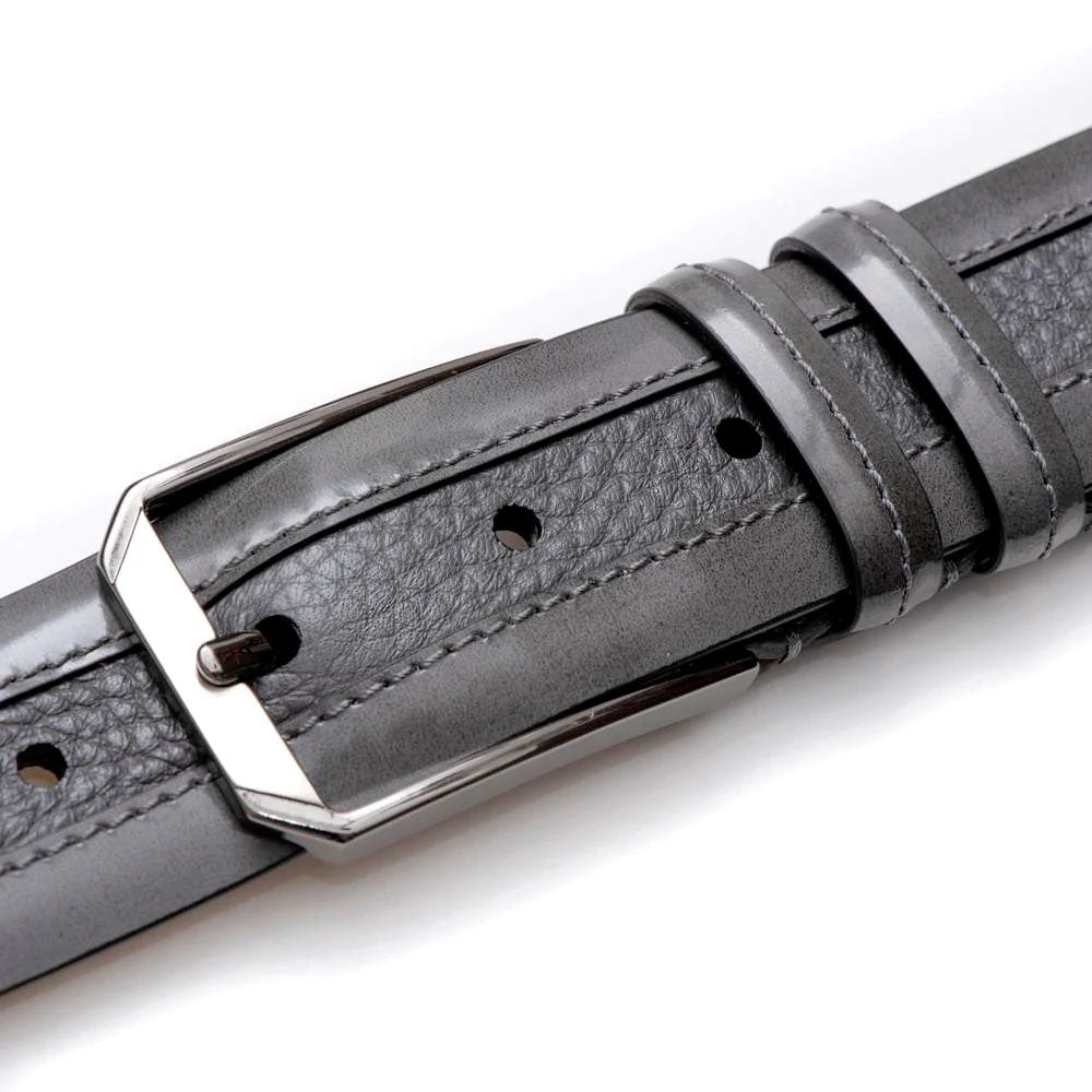 Mezlan Leather & Deerskin Belt Gray