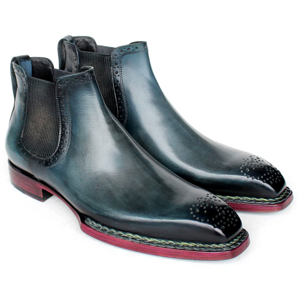 Paul Parkman Norwegian Welted Chelsea Boots Burnished Blue