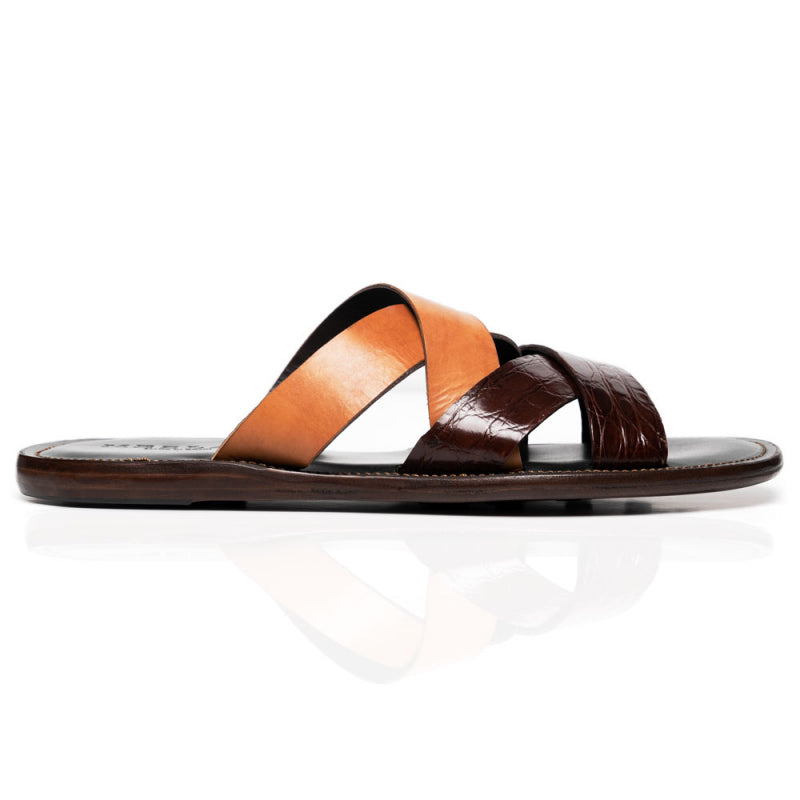 Mezlan 4669-C Crocodile & Calf Sandals Sport / Camel