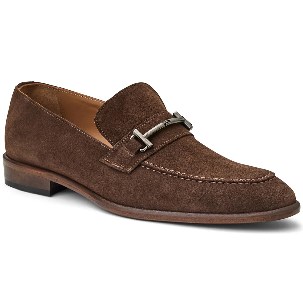 Bruno Magli Sante Double Gore Classic Suede Bit Loafer Brown 
