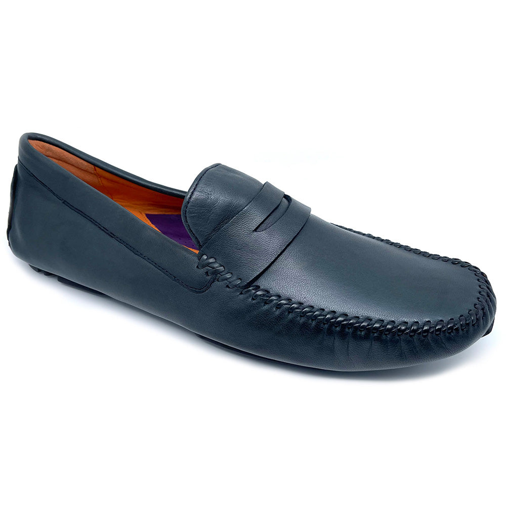 Robert Zur Dark Blue Woven Slip-Ons ROBERT ZUR Petra Loafer | Plum Bottom main image 2