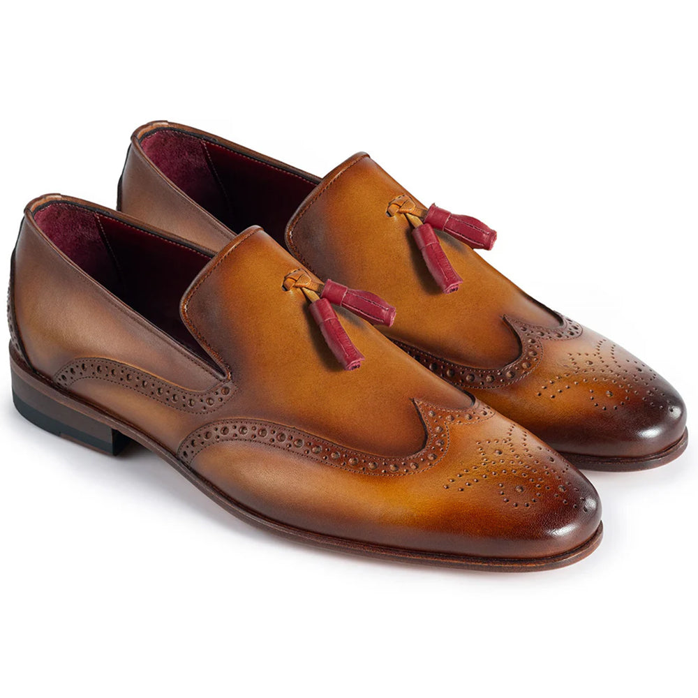 Paul Parkman Men's Wingtip Tassel Loafers Brown Leather (ID#WL667-BRW) EU 38 - US 6