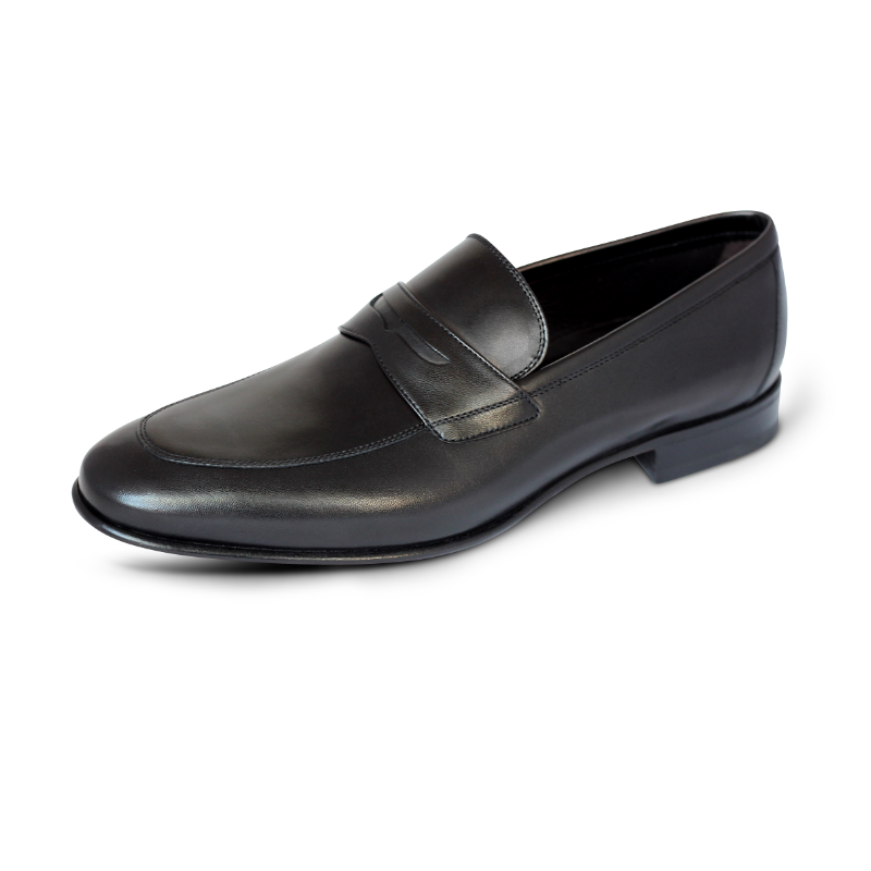 A. Testoni Apron Toe Penny Loafers Black | MensDesignerShoe.com