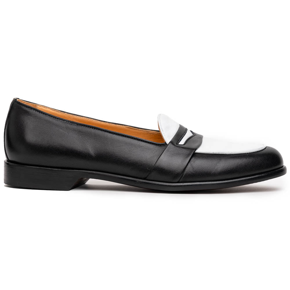 Zelli Alba Calfskin Loafers Black / White