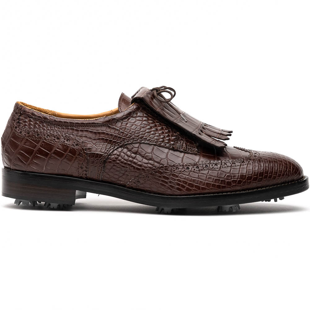 Caporicci Alligator Golf Shoes Brown | MensDesignerShoe.com display picture 3