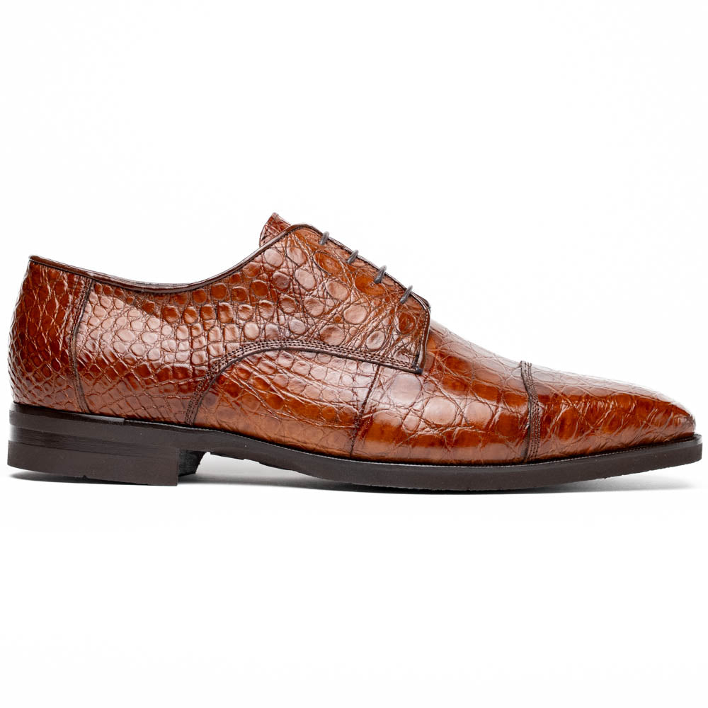 Zelli Andrea Crocodile Cap Toe Shoes Cognac  display picture 1