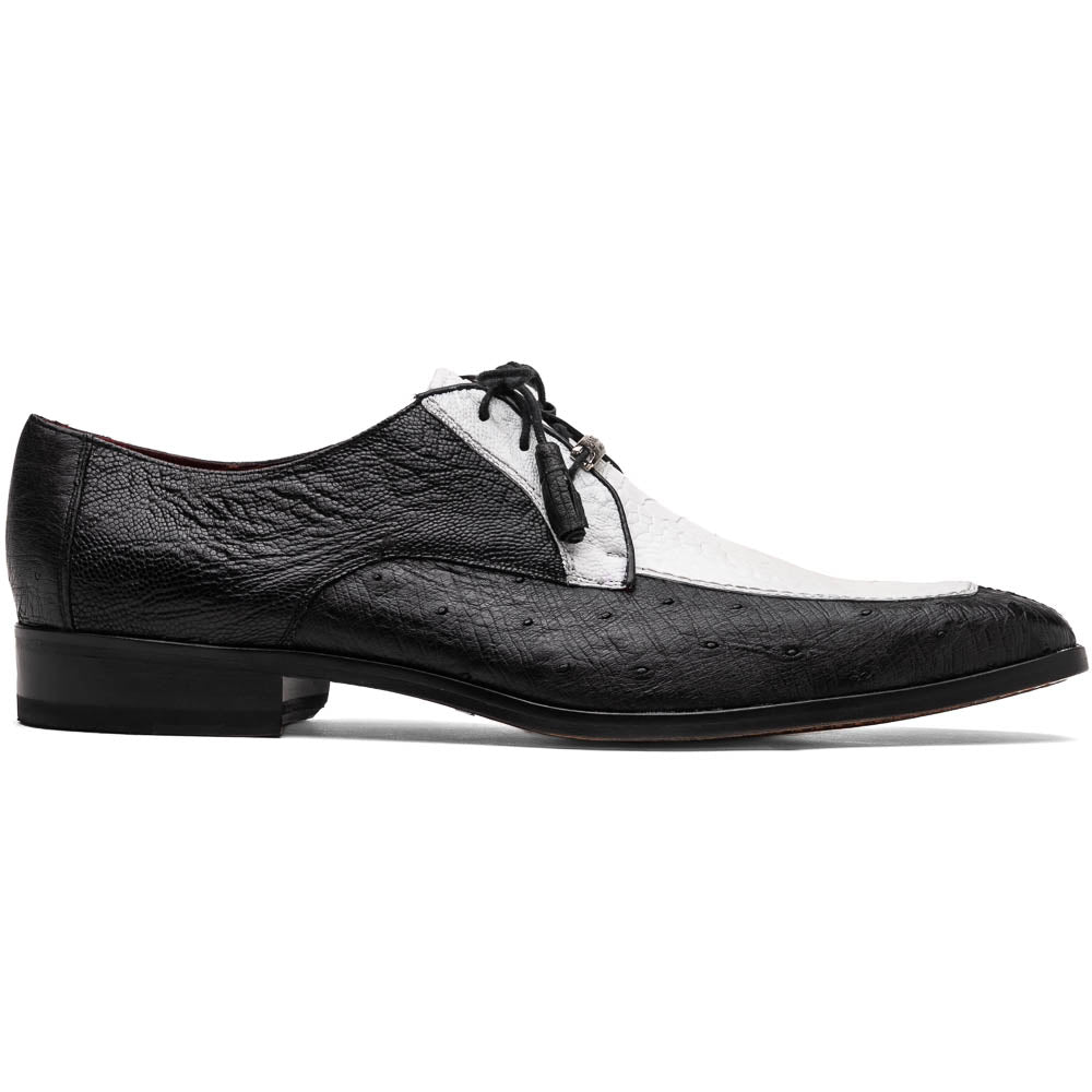 Marco Di Milano Andretti Ostrich Leg Shoes White / Black 