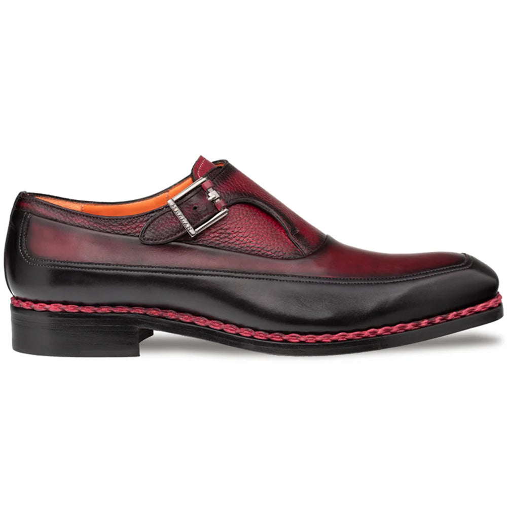 Mezlan Artesano Two-Toned Monk Strap Black & Burgundy (21261)