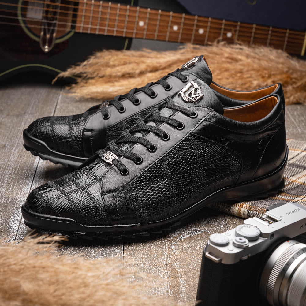 Marco Di Milano Bari Lizard Patchwork Sneakers Black