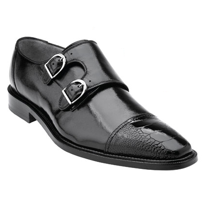Belvedere Amico Brown Ostrich Double Monk Strap Dress Shoe