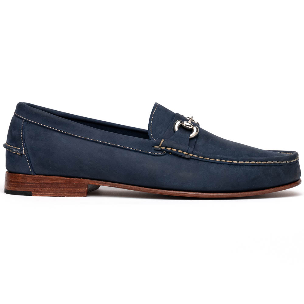 Handsewn Shoe Co. Nubuck Bit Loafers Navy | MensDesignerShoe.com display picture 3