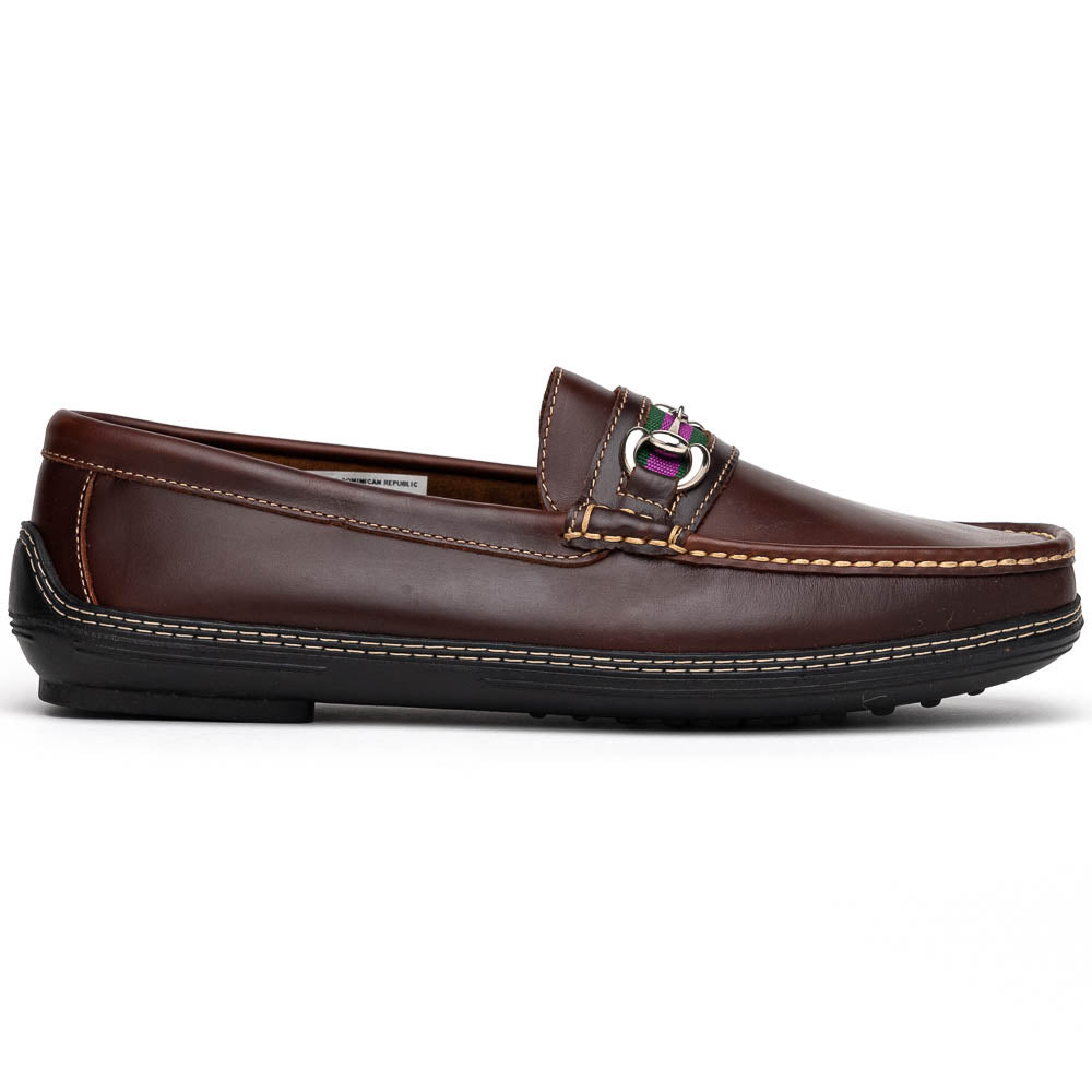 Handsewn Shoe Bit Stripe Driver Dark Brown