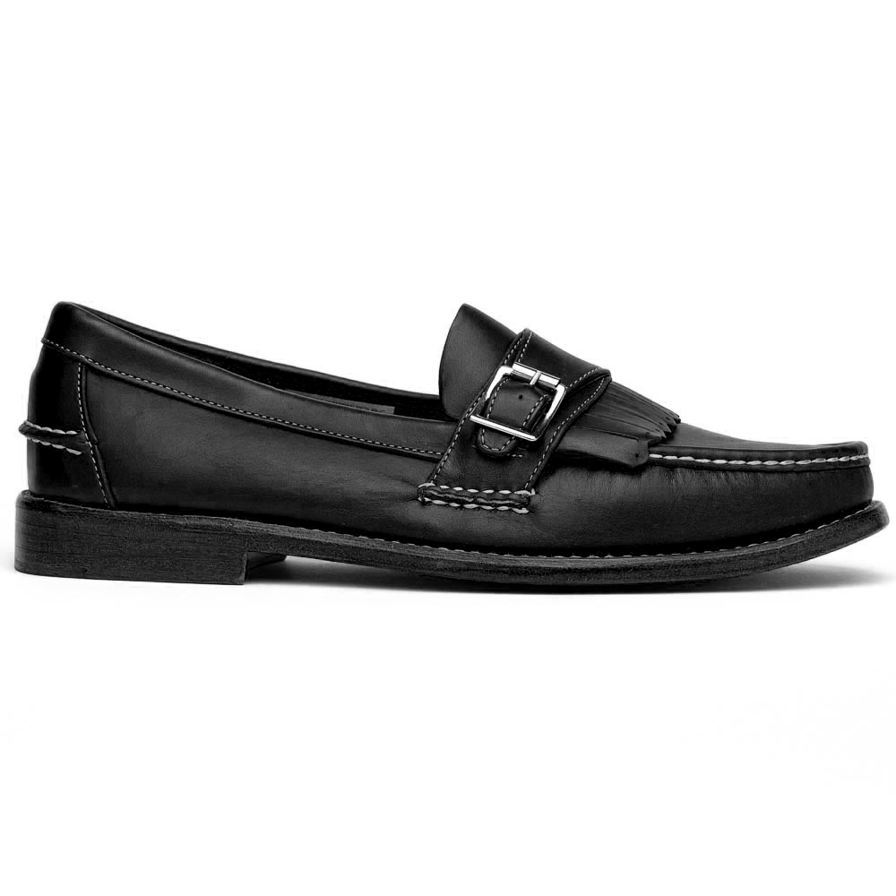Handsewn Shoe Buckle Kilt Loafer Black | MensDesignerShoe.com display picture 3