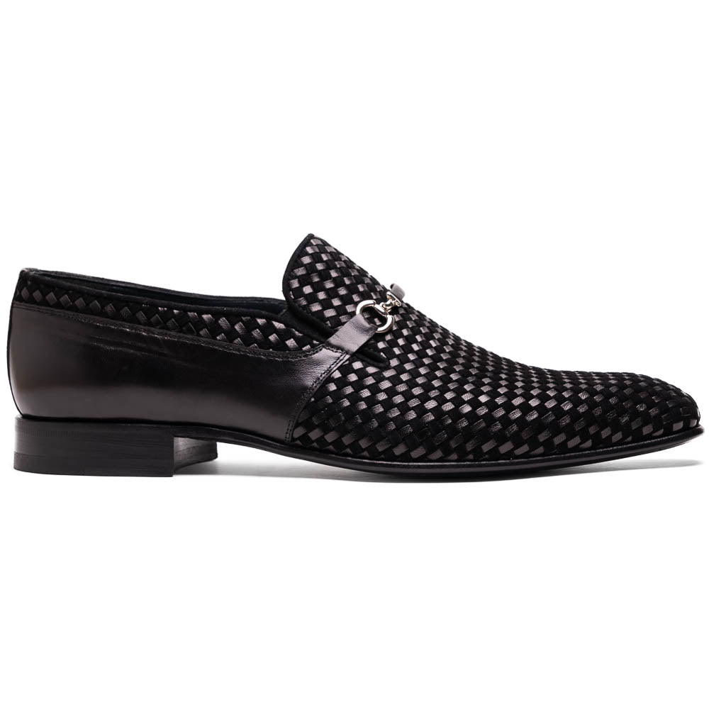 Corrente Loafers‎ Mens 44 Black Woven Calfskin Leather Buckle Dress Shoes Corrente C022-5776 Buckle Woven Loafer Shoes Black  main image 2