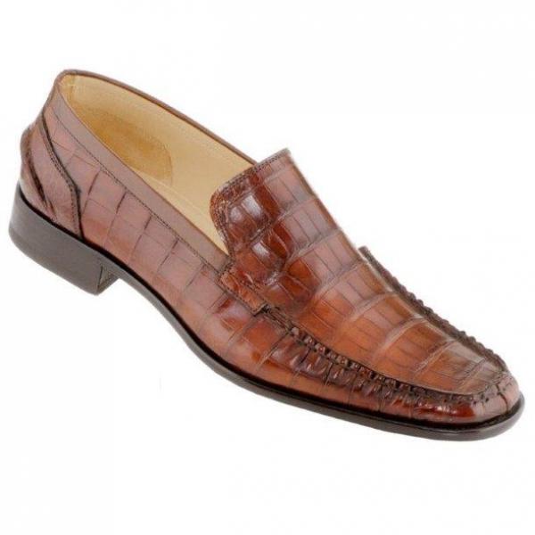 Caporicci 9961 Gold genuine alligator Leather Slip-On Loafers made 100% in Italy Caporicci 9961 Genuine Alligator Penny Loafers Dark Brown  main image 3
