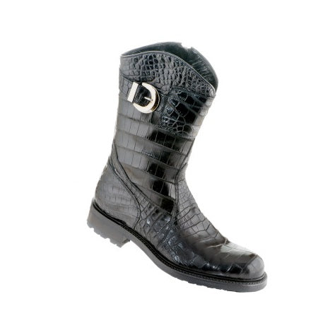 Caporicci Alligator Motorcycle Boot Black | MensDesignerShoe.com