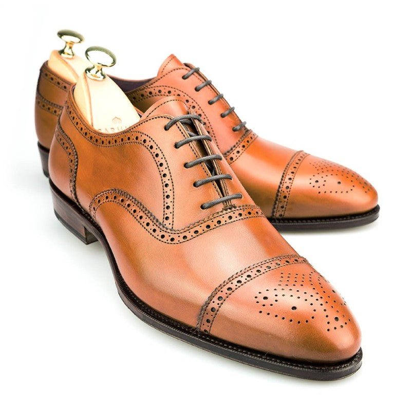 Carmina Semi Brogue Oxfords 80251 Inca Tanned | MensDesignerShoe.com