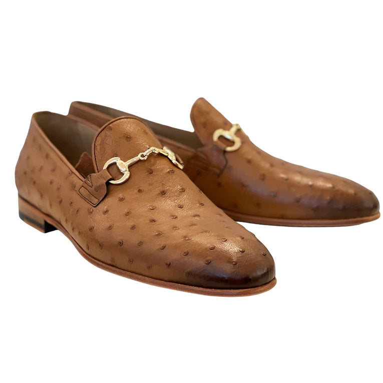 Corrente C02203-5405 Genuine Ostrich Loafers Tan  display picture 1
