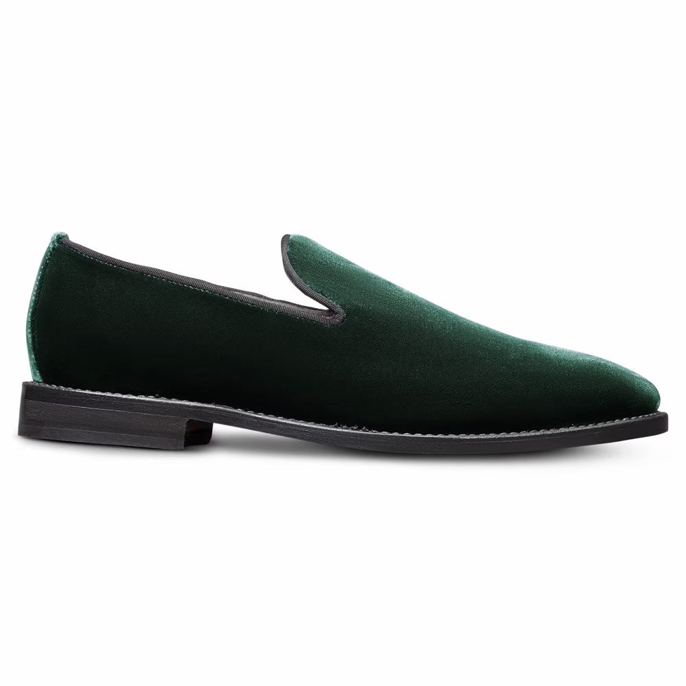 dark green dress shoes mens Allen Edmonds Robinson Smoking Velvet Slip-On Loafer (8960) One Shoulder Big Bow making them the perfect Accessory size:Height up to 6