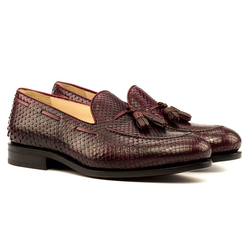 Emanuele Sempre Python Tassel Loafers Burgundy