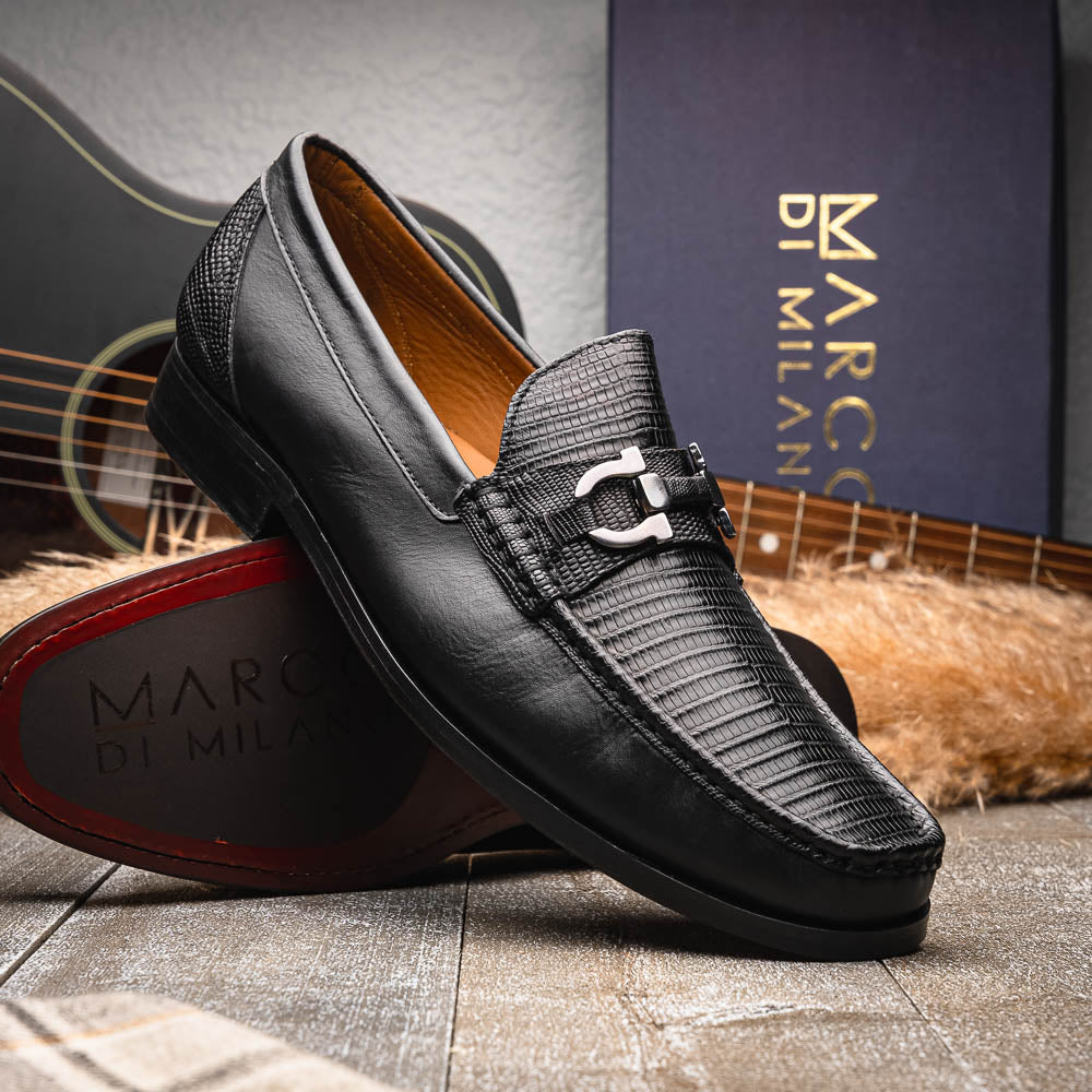 Marco Di Milano Enzo Lizard Bit Loafers Black