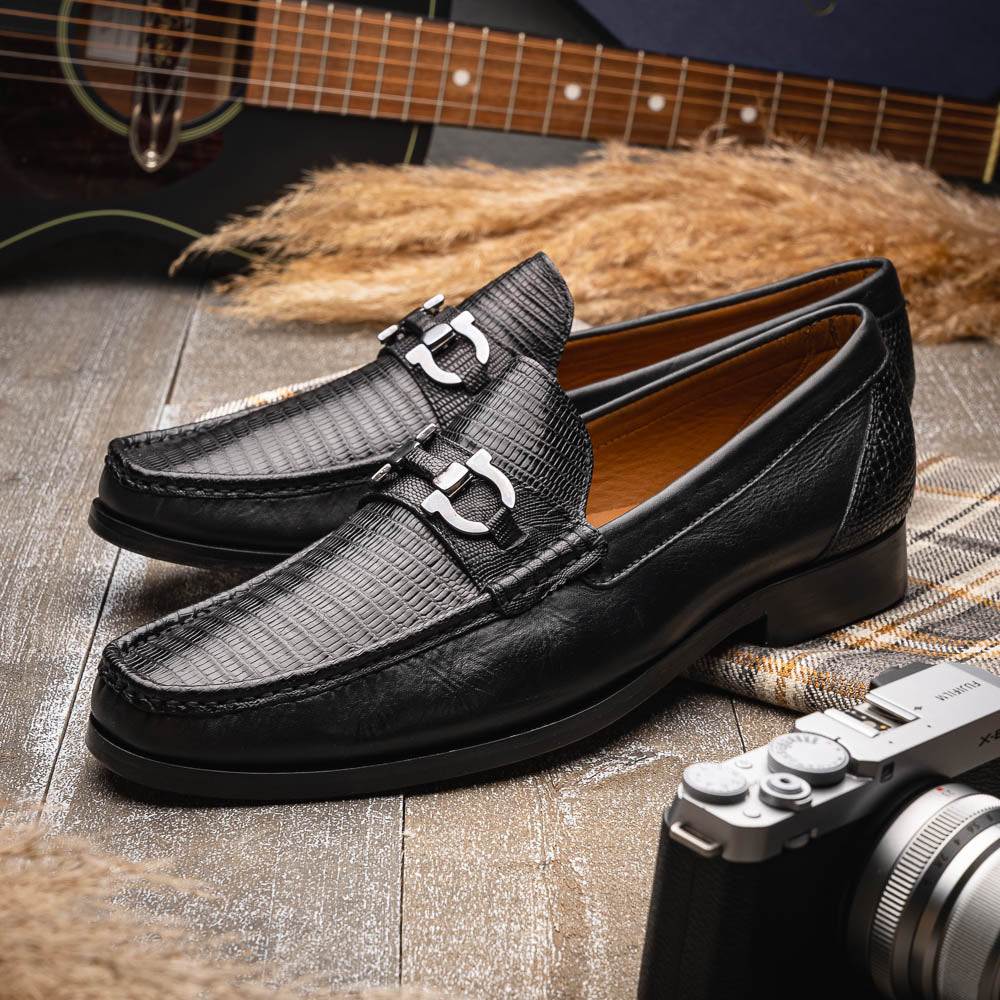 Marco Di Milano Enzo Lizard Bit Loafers Black