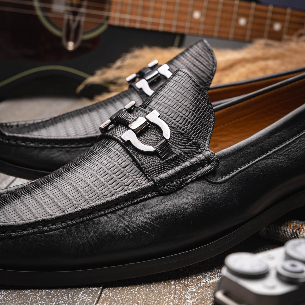 Marco Di Milano Enzo Lizard Bit Loafers Black