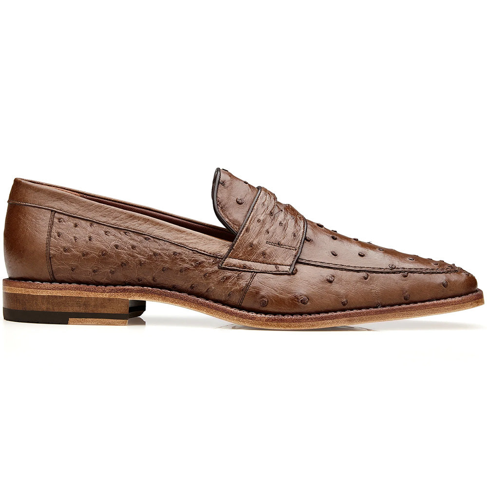Belvedere Espada Tabac Quill Detail Ostrich Penny Loafers