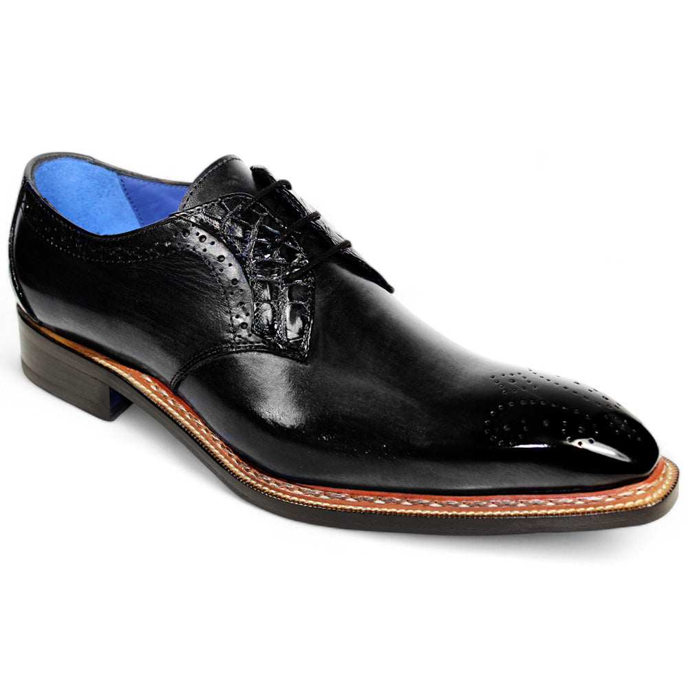 Fennix Tyler Calf and Alligator Lace-up Shoes Black 