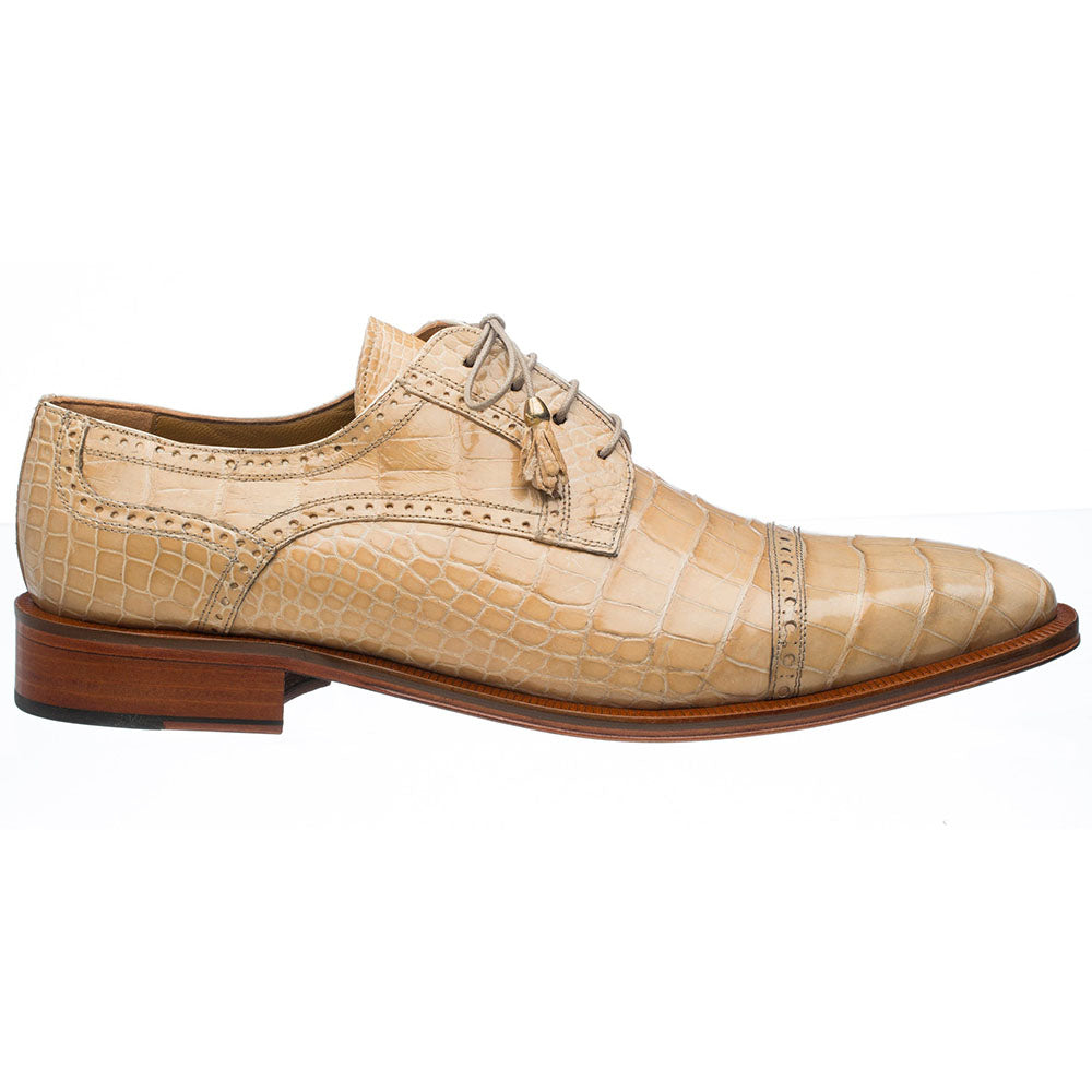 Ferrini Shoes - Mens Alligator Dress Shoe - Ferrini 3922 Belly Alligator Cap Toe Shoes Chocolate