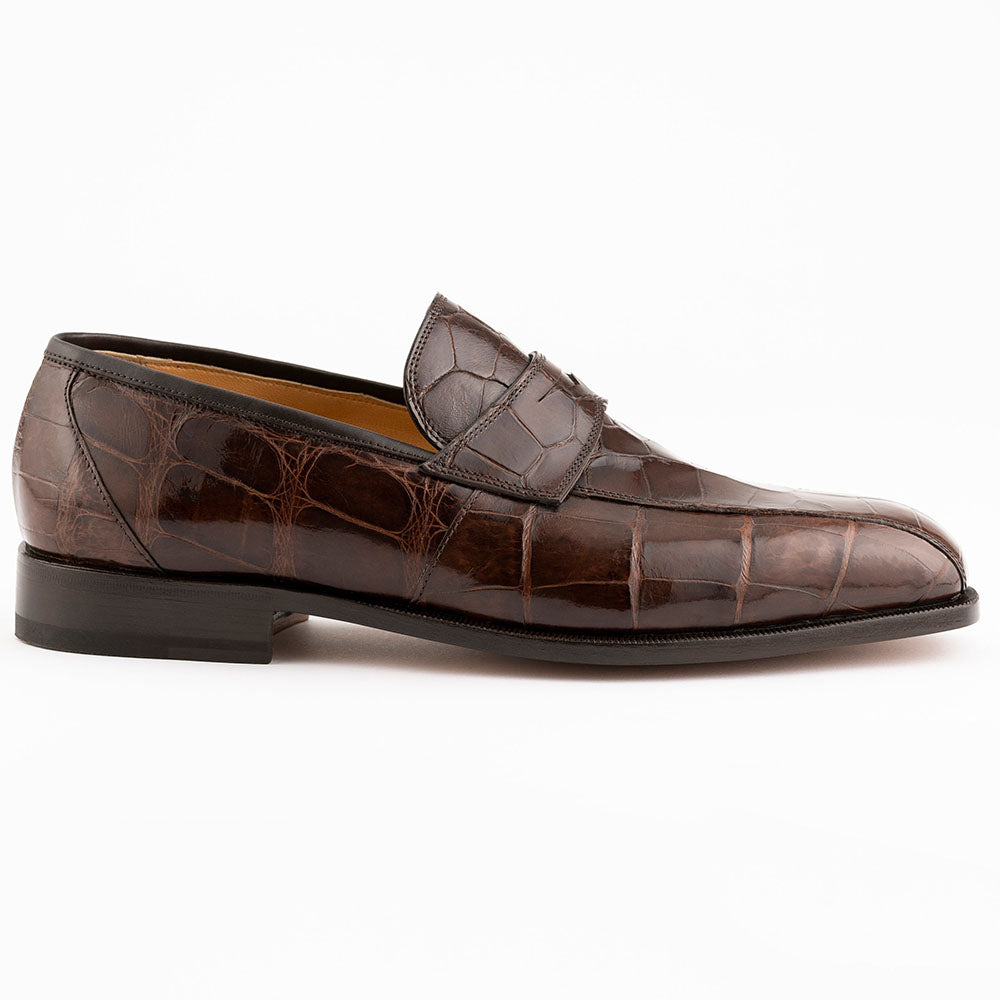 Mens Ferrini Crocodile Penny Loafer Dress Shoe in Cognac main image 0