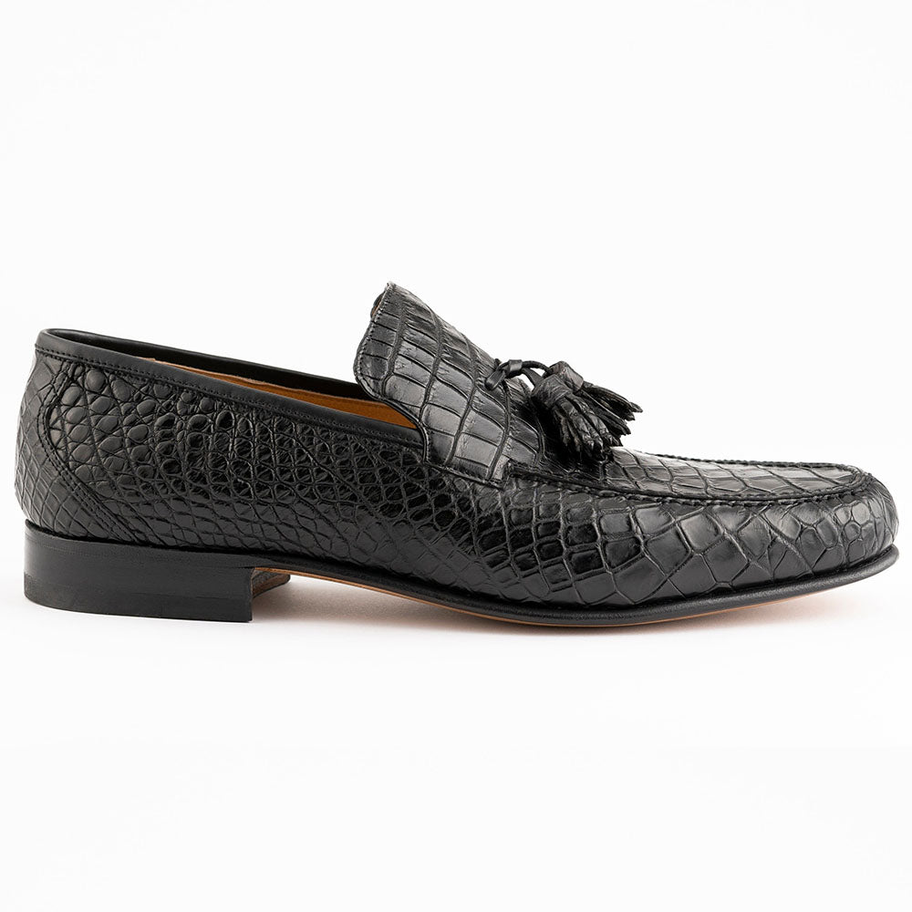 Mens Ferrini Crocodile Penny Loafer Dress Shoe in Cognac