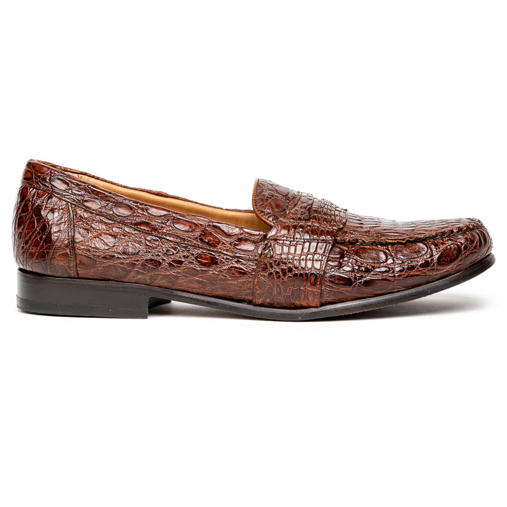 Alan Payne Franco Crocodile Penny Loafers Honey