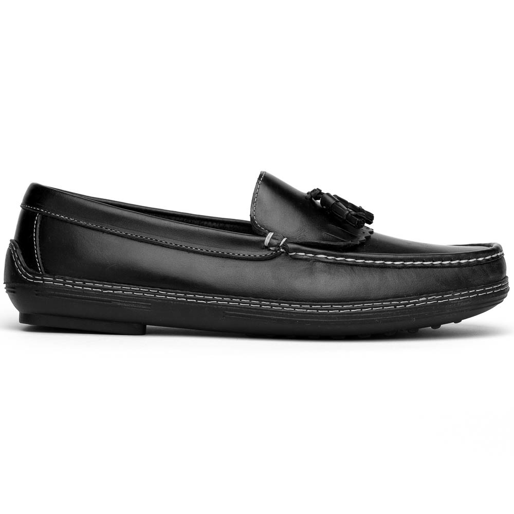 Handsewn Shoe Co. Fringe Tassel Driving Loafers Black