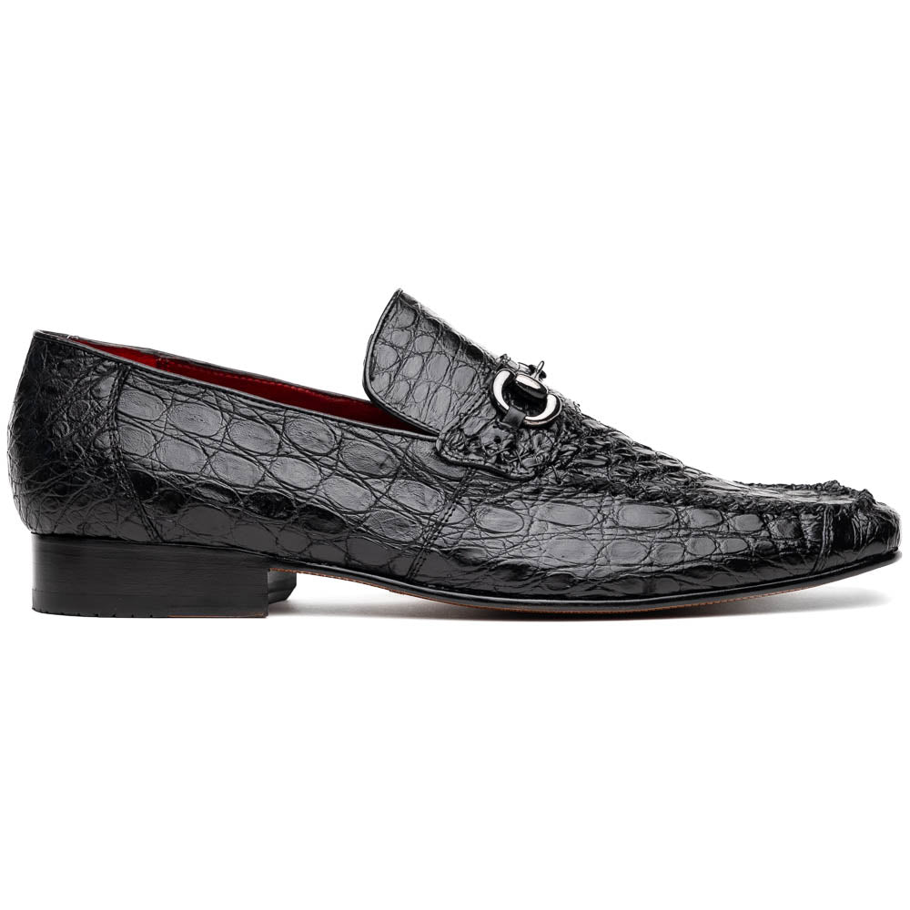 Marco Di Milano Landro Caiman Crocodile Bit Loafers Black