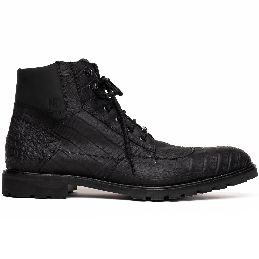 Marco Di Milano Leoni Caiman Crocodile Lace Up Boots Oil Black