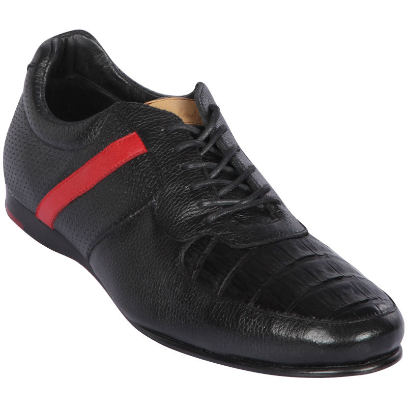 New Lombardy Caiman Belly & Calfskin Sneaker Shoes size - US 11.5 Caiman Belly Choco Embossed Leather Square Toe | Gomez  main image 4