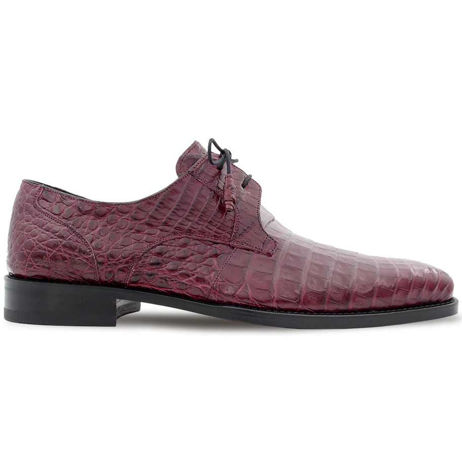 Mezlan Anderson Crocodile Derby Shoes Burgundy