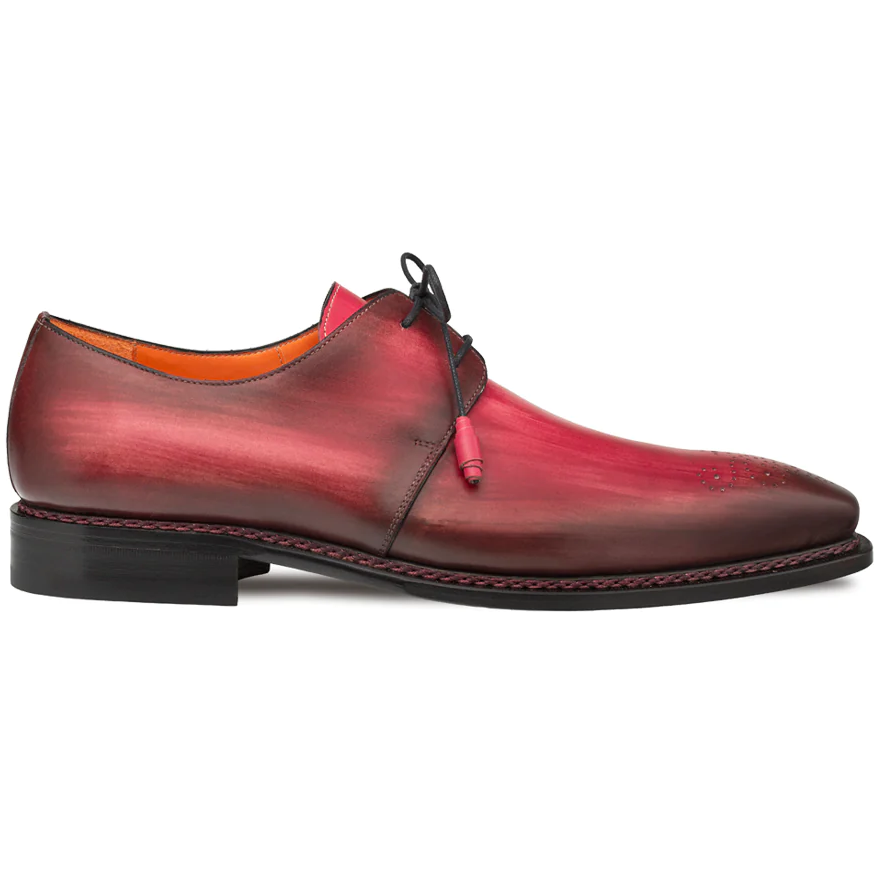 Mezlan Principe Patina Leather Derby Burgundy