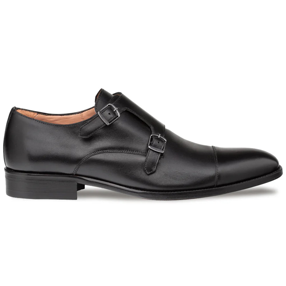 Mezlan Men\'s Black Leather Double Monk Strap Loafers. Mezlan Mens Black Cap Toe Double Monk Strap Leather Dress  main image 4