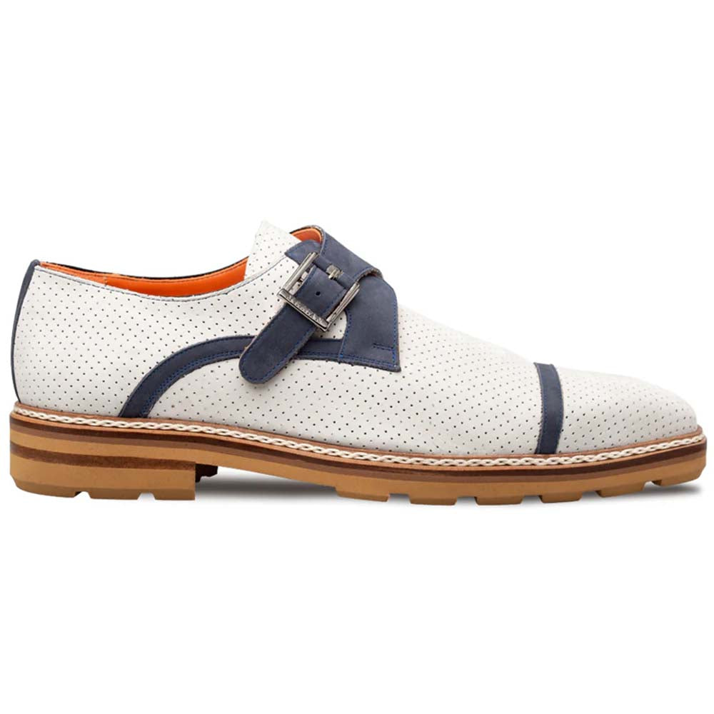 Mezlan Alari Perforated Nubuck Monk Strap Grey Blue (21534