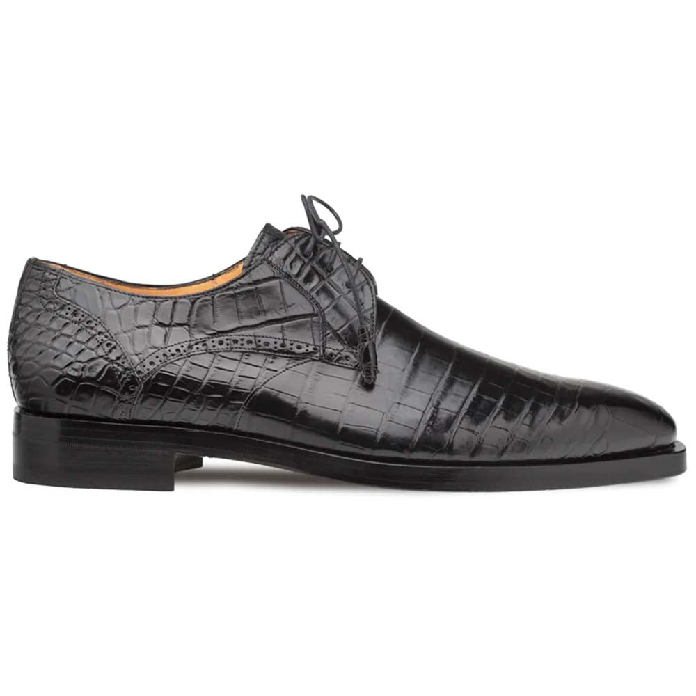 Mezlan Plain Toe Alligator Lace-Up Black (EX4967-J)